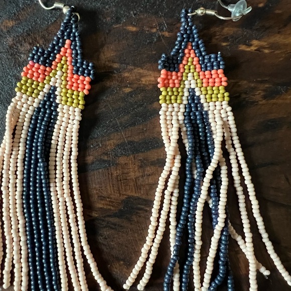 Colorful Beaded Drop Earrings - Picture 2 of 4